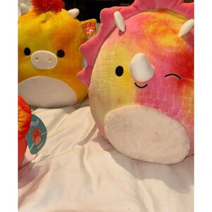 Original Squishmallows Trinity Pink Tie-Dye Triceratops 8" Plush Toy